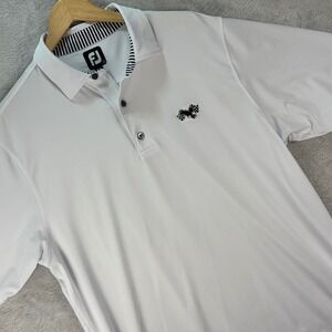 FootJoy Men's Golf Polo White Eagle Logo‎ Stretch Athletic Fit Shirt Size L